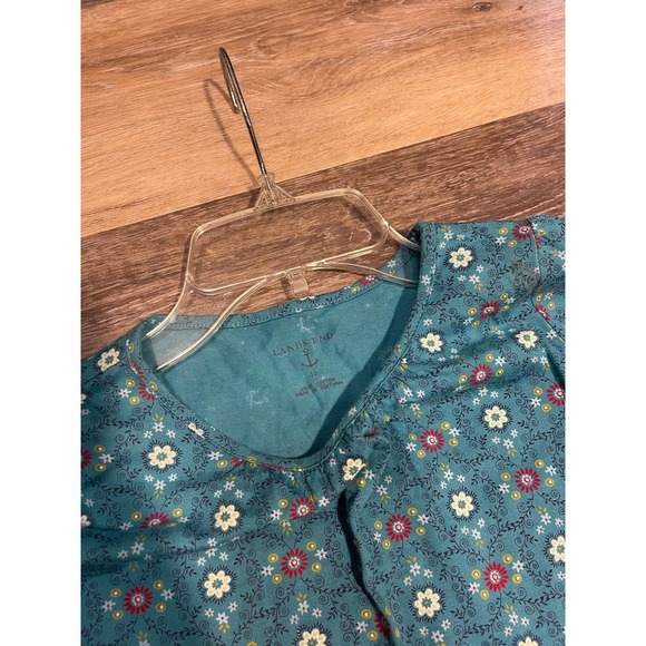 Lands End Girls Blue Flower Long Sleeve Ruffle Dress sz10 - Picture 4 of 6